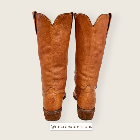 Frye Carson Pull Up Cognac Everyday Cute Genuine Leather Low Heel Cowboy Boot - Picture 6 of 11